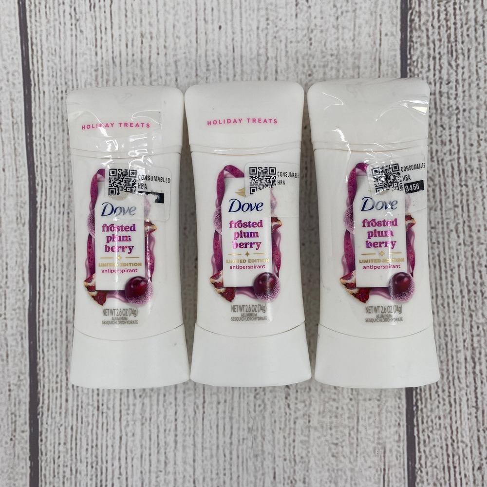 Dove Antiperspirant Deodorant Women 2.6oz Frosted Plum Berry 3pk Holiday Limited